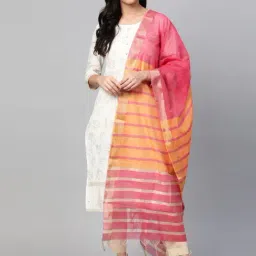 Indo Era Pink Striped Dupatta-picture-47