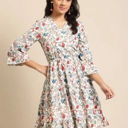 DODO & MOA White Printed A-Line Dress-picture-34