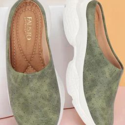 Fausto Women's Olive Mule Shoes-picture-16