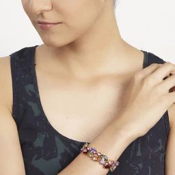 Peora Sparkling Colors Flowerets Vine AAA Swiss CZ 18K Rose Gold-Plated Bracelet-6