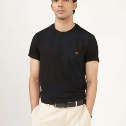 Andamen Black Regular Fit Solid Crew Neck T-Shirt-image-64