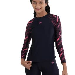 Speedo Kids Navy & Pink Printed Swim Top-image-69
