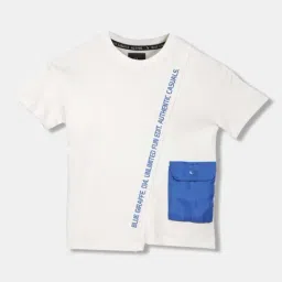 Blue Giraffe Kids White & Blue Cotton Printed T-Shirt-picture-21