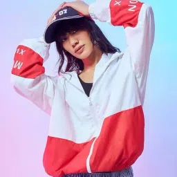 Bewakoof White Color-Block Loose Fit Jacket-picture-13