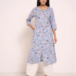 Rangmanch By Pantaloons Starlight Blue Regular Fit Printed Kurta-picture-33