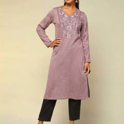 Rangriti Mauve Straight Fit Printed Kurta-image-83