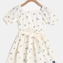 Tales & Stories Kids Cream & Blue Printed Dress-picture-18