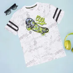 Pantaloons Junior Boys Bright White Cotton Printed T-Shirts-picture-37