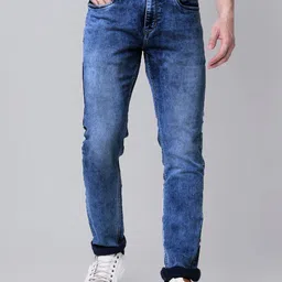 fineblu Men Slim Fit Mid-Rise Heavy Fade Stretchable Jeans-picture-23