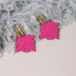 Sohi Women's Contrast Ripple Drop Earrings  Fiery Rose Pink-image-72