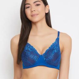 Clovia Blue Non Wired Padded Full Coverage Bra-image-92