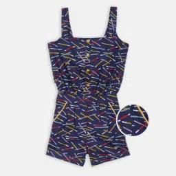 Blue Giraffe Kids Navy Cotton Printed Jumpsuits-image-64
