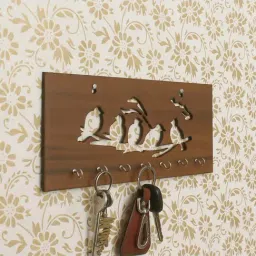 eCraftIndia Birds Theme Wooden Key Holder with 7 Hooks-10
