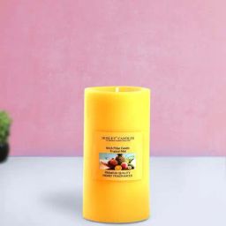 HOSLEY Yellow Wax Pillar Candle - Set of 2-18