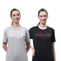 Vimal Jonney Light Grey & Black Cotton Graphic Print T-Shirt (Pack Of 2)-image-54