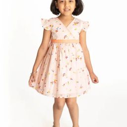 Campana Kids Peach Floral Print Dress-picture-29