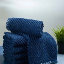 Nautica Cross View Navy Cotton 600 GSM Fluffy Zero Twist Hand Towel - Set of 6-25