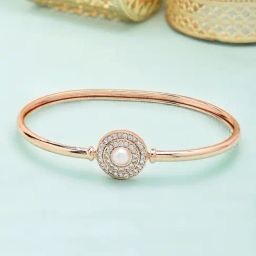 Zaveri Pearls Splendid Rose Gold Tone Cubic Zirconia & Pearl Kada-ZPFK9478-2