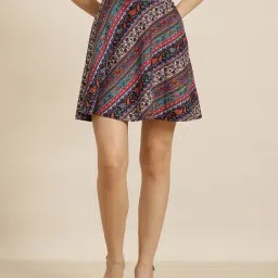 Qurvii Multicolor Floral Print Skirt-image-21