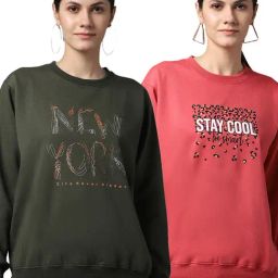 Vimal Jonney Green & Pink Printed Fleece Pullover - Pack of 2-picture-6