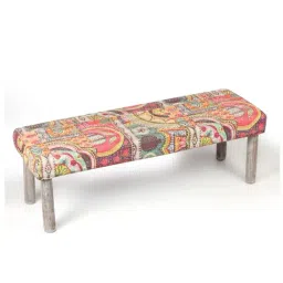 Ikiriya Printed Multicolor Wood 2 Seater Bench-36