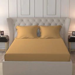 Pizuna Yellow 400 TC Cotton King Bed Sheet with 2 Pillow Covers-image-20