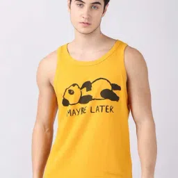 Bushirt Mustard Printed Cotton Vest-image-90