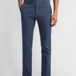 Arrow Blue Slim Fit Checks Trousers-picture-13