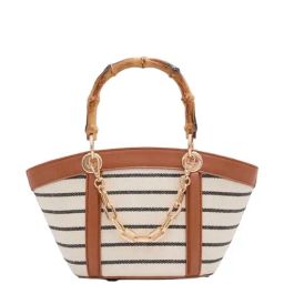 ALDO White & Blue Striped Medium Satchel Handbag-47