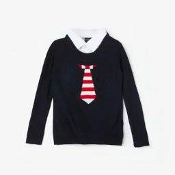 Juniors by Lifestyle Navy & Red Printed Full Sleeves Sweater-image-42