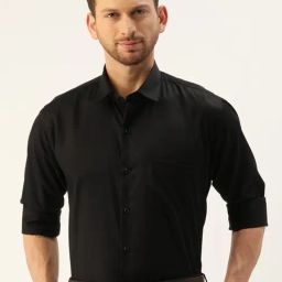 Hancock Black Cotton Slim Fit Shirt-image-53