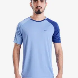 Perfly by Decathlon Blue Slim Fit Colour Block Sports T-Shirt-image-31