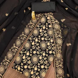 Panzora Floral Embroidered Georgette Unstitched Dress Material-image-5