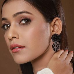 Aatmana Black Contemporary Drop Earrings image 2