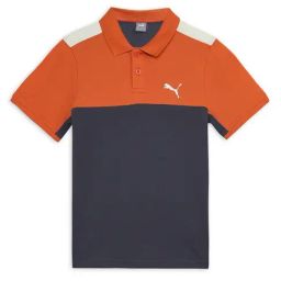 Puma Kids Galactic Gray Cotton Color Block Pattern Polo T-Shirt-image-50