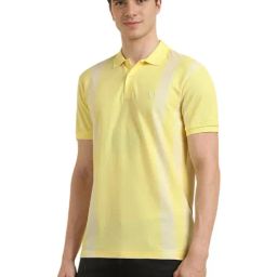 Allen Solly Yellow Cotton Regular Fit Striped Polo T-Shirt-image-49