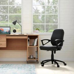 Godrej Interio Virtue Black Mild Steel Fabric Study Chair-image-12
