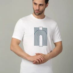 Louis Stitch White Cotton Regular Fit Printed T-Shirt-image-89