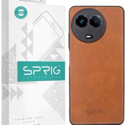 Sprig Matte Leather Back Cover for Realme Narzo 60X 5G (Brown)-image-62