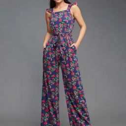 Miss Chase Blue Cotton Printed Jumpsuit-image-62