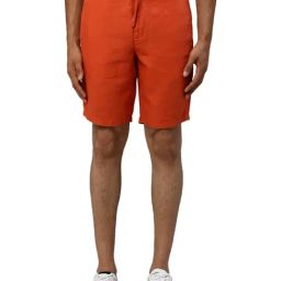 Raymond Orange Linen Slim Fit Shorts-image-9