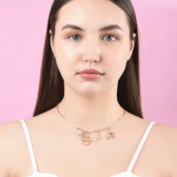 ToniQ Barbie Gold-Plated Heart Tree Shape Necklace with Interchangeable Charms for Women - Set of 4 image 2