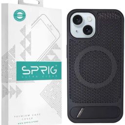 Sprig Back Cover for iPhone 15 Plus Magsafe PC Stand Back Cover (Black)-picture-0