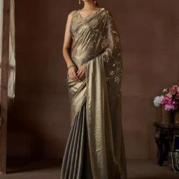 Saree Mall Gold Silk Embellished Saree with Blouse Piece-image-85