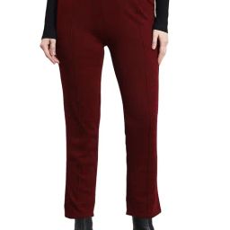 Monte Carlo Maroon Regular Fit Mid Rise Trousers-image-16