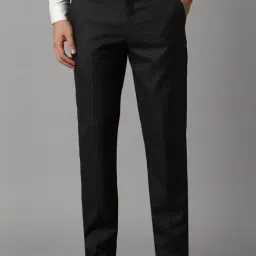 Louis Philippe Black Slim Fit Checks Trousers-picture-9