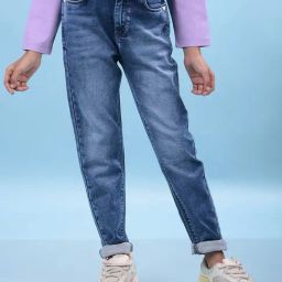 Crimsoune Club Girls Blue Cotton Blend Solid Jeans-image-18