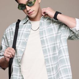 WROGN Checked Oversized Pure Cotton Shirt-image-23