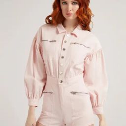 Guess Pink Solid Full Sleeves Romper-image-97