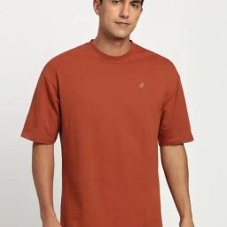 Peter England Maroon Cotton Regular Fit T-Shirt-image-88